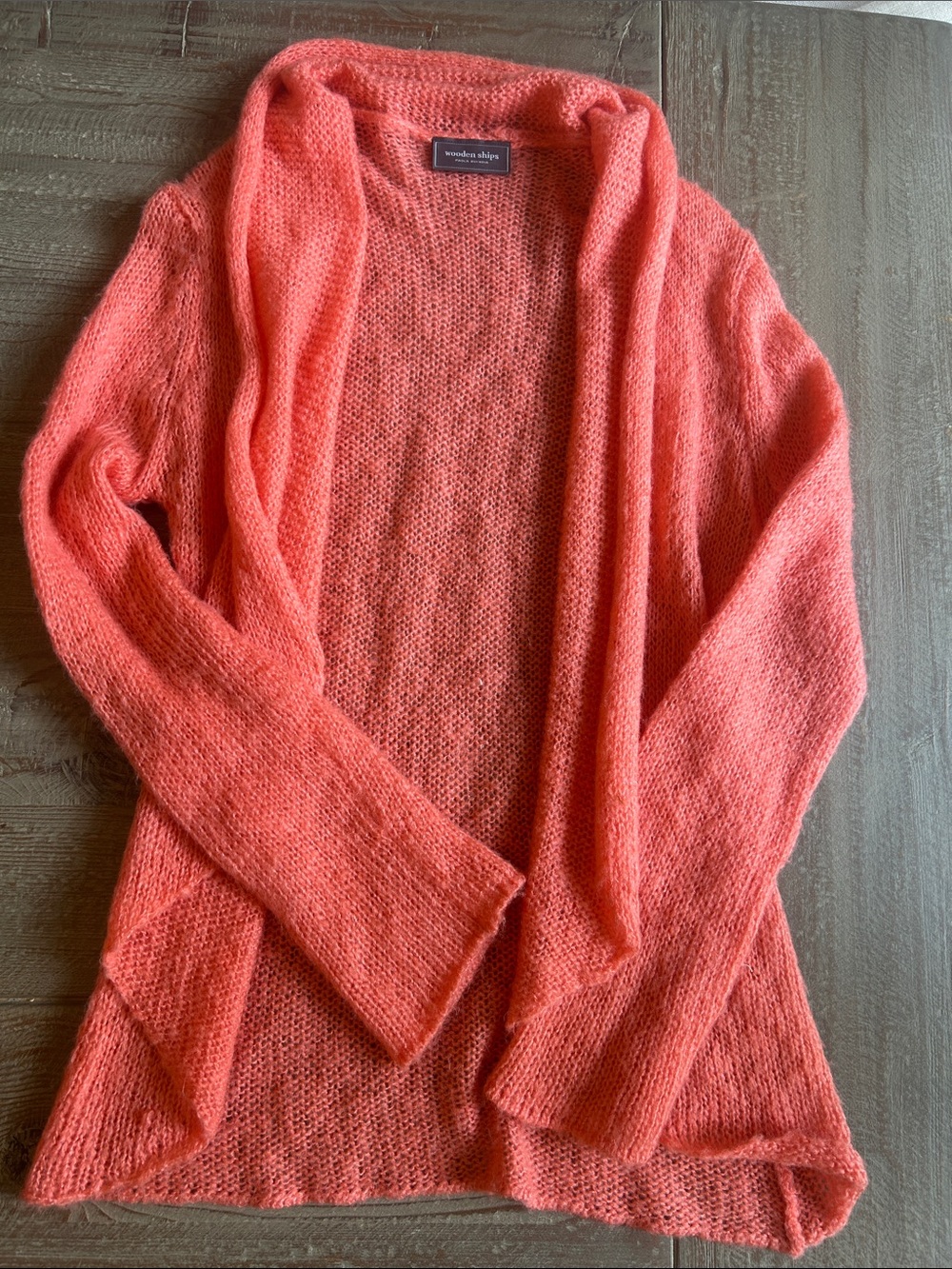 Wooden Ships Coral Open-Front Lightweight Cardigan